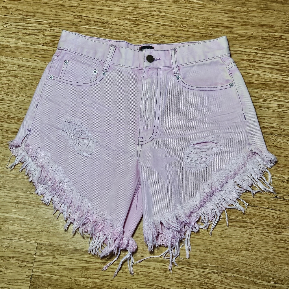 Pink Frayed Women's Shorts